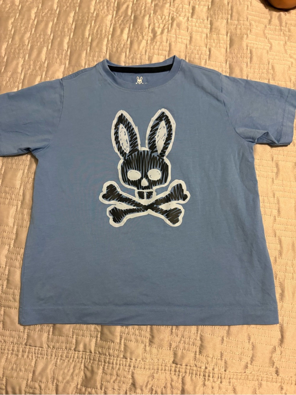 Psycho Bunny Kids Blue T Shirt Graphic Print Crew Neck - Small (7/8)